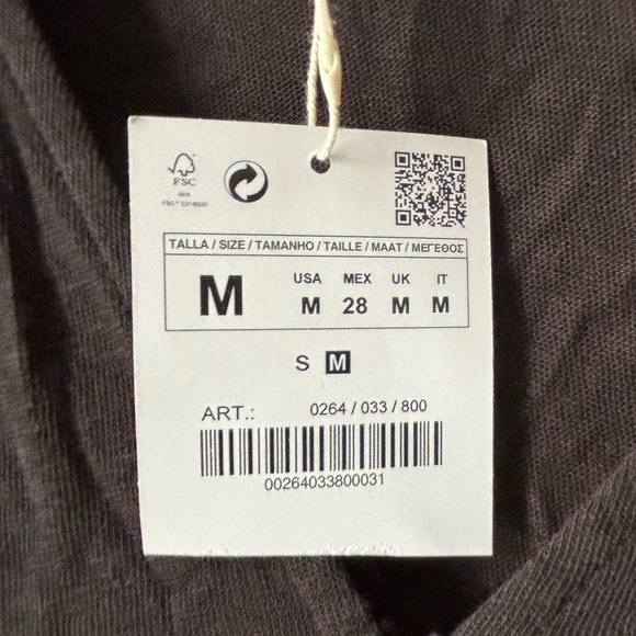 🥰2/$20 NEW ZARA Sz M Y2K Black Linen Cotton Babydoll Empire Waist Boho Blouse - Picture 5 of 9